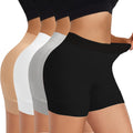 ZENUTA 4 Pack Slip Shorts for Women Under Dresses Seamless Anti Chafing Shorts Women Smooth Boy Shorts Underwear Summer(Short-4pcs Black White Nude Gray 3XL)